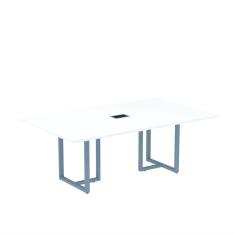 Imagem de Mesa de Reunião Retangular com Power Box 200x90cm Mr2000p25tub Branco/Azul Dali