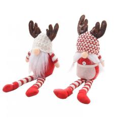 Imagem de Expositores de enfeites de férias estandes tranças de perna curta chifres de natal rudolph alce sem rosto boneca velho anão goblin boneca decoração