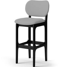 Imagem de Banqueta Alta Para Cozinha Madeira Fixa Betta L02 Preto Facto Cinza - 