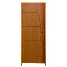 Imagem de Kit Porta de Madeira Semi-Oca Belíssima 6 Rodam Padrão Imbuia - Lado E