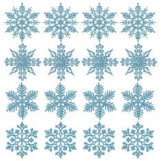 Imagem de 16 peças de enfeites de floco de neve de Natal, flocos de neve, enfeites de árvore de Natal, enfeites de floco de neve para árvore de Natal, decoração de flocos de neve para pendurar no interior,