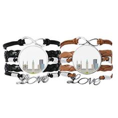 Imagem de DIYthinker Pulseira de couro com alça de mão e marca da cidade do Canadá, conjunto duplo para presente