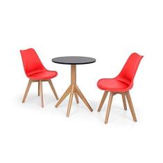 Imagem de Conjunto Mesa de Jantar Maitê 60cm  com 2 Cadeiras Eames Wood Leda - 