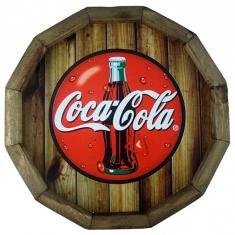 Imagem de Quadro Tampa De Barril Em Madeira Rústica Coca Cola