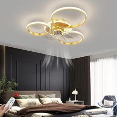 Imagem de Ventilador de teto silencioso com iluminação Luz de teto LED moderna regulável com ventilador e controle remoto Lâmpada com ventilador de anel ultrafino para quarto, cozinha, luzes de quarto