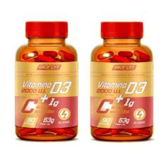 Imagem de 2 Vitamina D3 2000Ui E Vitamina C 1000Mg 180 Cápsulas Sem Sabor - Biof
