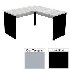 Imagem de Mesa de Escritório em L Pé Painel Pe25 em Mdp 145 x 145 x 60 cm Cinza com Base Preta