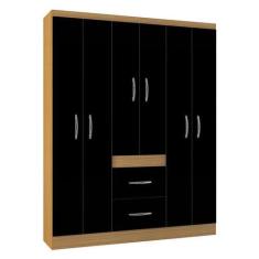 Imagem de Guarda Roupa Casal Milão 6 Portas Damasco Preto  Poquema - Poquema Ind