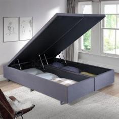 Imagem de Cama Box Baú King 193x203cm em Suede Cinza