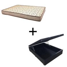 Imagem de Cama Box Baú Casal 138 Tecido Sintético Preto Com Colchão 138 Flórida Bello Box - 100% Espuma - D26 Cinza