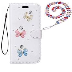 Imagem de Capa para Motorola Moto Edge 30 Lite, carteira de couro brilhante flip capa protetora para celular e suporte de alça de pescoço, para Motorola Edge 30 lite capa de celular feita à mão DIY bolsa para