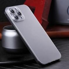 Imagem de Capa de telefone transparente fosca de metal de alumínio de luxo para iPhone 14 13 12 Pro Max Proteção de câmera à prova de choque Capa traseira para PC, preta, para iPhone 13 Pro