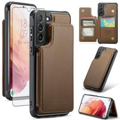 Imagem de Asuwish Capa de celular para Samsung Galaxy S21 Plus S21+ 5G capa carteira com protetor de tela e bloqueio RFID de couro PU suporte para cartão de crédito celular S21+5G S21plus 21S + S 21 21+ G5