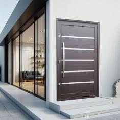 Imagem de Porta Pivotante Lambril Premium com Puxador Lado Direito Elite 216x130 Corten