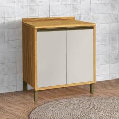 Imagem de Balcão de Cozinha 80cm 2 Portas com Tampo 100% Mdf Barbados Espresso Móveis Amêndoa/Off White