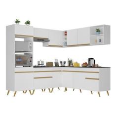 Imagem de Armário de Cozinha Completa de Canto Veneza Multimóveis V2045 Branco/dourado