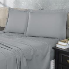 Imagem de Jogo Lençol Elastico 300 Fios Queen 4 Peças Hotel Cinza