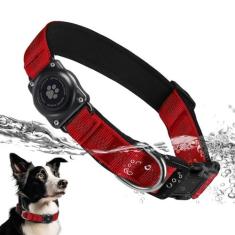 Imagem de Coleira para cães AirTag atualizada, à prova d'água, IP68, suporte para coleira de ar, refletiva, ultradurável, acolchoada confortável, resistente para cães pequenos, médios e grandes (GG (39,6 cm -