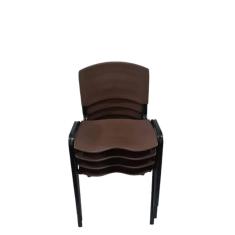 Imagem de Kit 4 cadeira prisma iso fixa para  igreja recepção sala de espera marrom