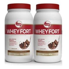 Imagem de Kit Com 2 Whey Fort Vitafor 900Gr Whey Protein Sabor Chocolate