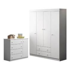 Imagem de Guarda Roupa 04 Portas E Cômoda 100% Mdf Elisa  - Phoenix Baby