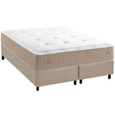 Imagem de Cama Box Queen: Colchão Molas Bonnel Herval Maxspring Crown Comfort C1631 + Base Crc Suede Clean(158x198x32)