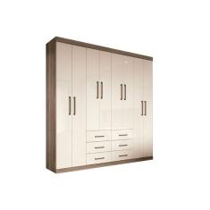 Imagem de Guarda Roupa 8 Portas e 6 Gavetas Liverpool Castanha/Off White - Santos Andirá