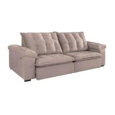 Imagem de Sofá 3 Lugares Retrátil E Reclinável Itaguaí Com Usb Veludo Bege 230 C