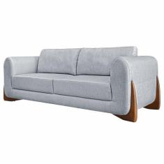 Imagem de Sofá Decorativo 2 Lugares 160cm Pés em Madeira Buzz Linho Cinza Rústic