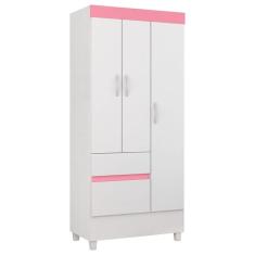 Imagem de Guarda Roupa Flex 3 Portas 2 Gavetas D02 Branco/Rosa/Branco - Mpozenato