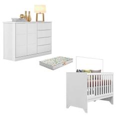 Imagem de Berço Americano Maya E Cômoda Infantil Blenda Branco Acetinado Com Colchão Gazin - Phoenix Baby