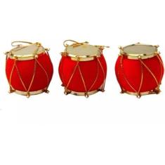 Imagem de Kit Enfeite Natalino Pendente para Árvore de Natal Tambores Vermelho 2,5cm 12 Peças