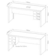 Imagem de Mesa para Home Office 155cm Nogal Tecno Mobili