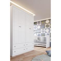 Imagem de Guarda Roupa Infantil Americano 4 Pts Branco - Henn