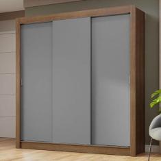 Imagem de Guarda-roupa Casal 3 Portas de Correr Rustic/cinza Nobre Madesa