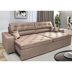 Imagem de Sofá Retrátil e Reclinável 3,12m com Molas Cama Inbox Estilo Suede Velusoft Castor