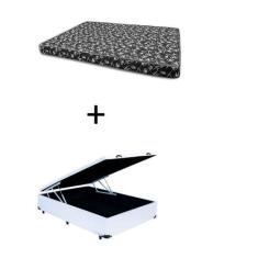 Imagem de Cama Box Baú Casal 138 Bello Box - Tecido Sintético Branco Com Colchão