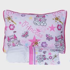 Imagem de Jogo de Cama Princesa Castelo Branco Solteiro 03 Peças - Micropercal 180 Fios