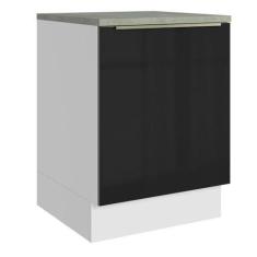 Imagem de Balcão 60 cm 1 Porta Branco/preto Lux Madesa