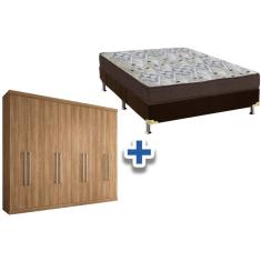 Imagem de Cama Box Casal + Colchão D45 Ortobom + Guarda Roupa Master Vip 8.4 Jatoba/Atacama