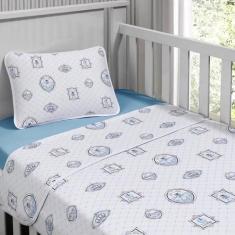 Imagem de Jogo de Cama Tecebem Malha Mini Cama(Montessoriana)George 3 Peças Azul