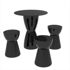 Imagem de Conjunto Mesa Tampo Polipropileno 60cm e 3 Banquetas Fit Grifit Preta