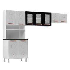 Imagem de Cozinha De Aço Compacta Mirage 9 Portas Com Vidro Branco/Preto - Telas