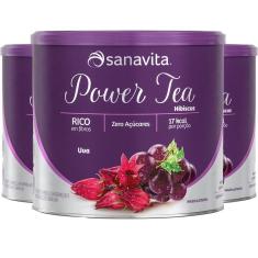 Imagem de Kit 3 Power Tea Chá Hibiscus Uva 200g Sanavita