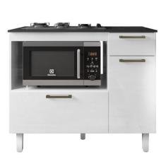 Imagem de Balcão de Cozinha Para Cooktop 5 Bocas Nicho para forno 2 Portas 1,10m Master Branco Zanzini