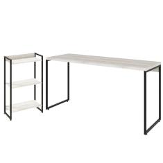 Imagem de Kit Escritório Estante 3 Prateleiras Com Mesa 150Cm Snow
