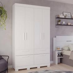 Imagem de Guarda Roupa Casal 4 Portas de Bater 1 Basculante 3 Gavetas MDF Coimbra Espresso Móveis Branco