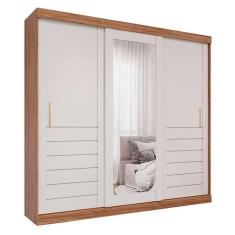 Imagem de guarda-roupa casal com espelho cecília sem pés 3 pt 6 gv cinamomo e off white