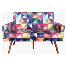 Imagem de Namoradeira Nina Decorativa Suede Triângulo Colorido - Maitê Moda Casa