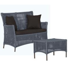 Imagem de 1 Sofá Área e Mesa Igapó Alumínio Pintura Marrom Corda Náutica Estofado Impermeável Almofada 9 Trama